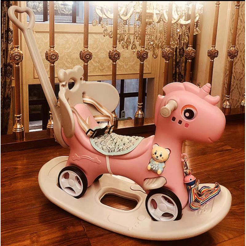 Wooden Infant Rocking Horse: Multi-Purpose Ride-On Toy for Boys & Girls – Ideal First Birthday Gift