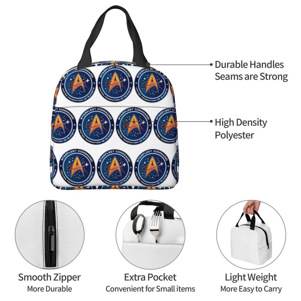 Y2k Stars Treks Starfleet Commend Insulated Lunch Bag for Women Office Cooler Thermal Food Box Tote Lunch Boxes Container
