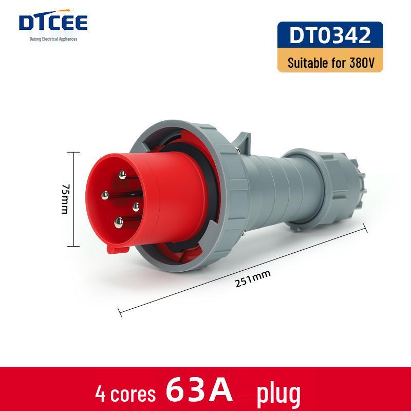 IP67 Three-Phase Industrial Plug Socket: 63A/125A, Waterproof, Aviation Plug, Male-Female, 3/4/5 Core.