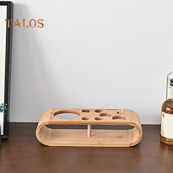 Wooden 9-Piece Bartender Tool Holder Stand Bamboo Cocktail Shaker Set Organizer Storage Display Rack Free Standing Bartender Kit Holder