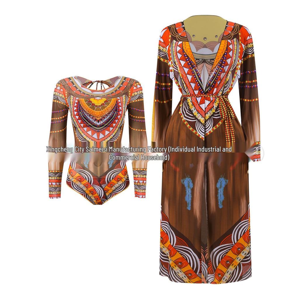 UPALNIK Mesh Long-Sleeve Sun Protection One-Piece Swimsuit for Women