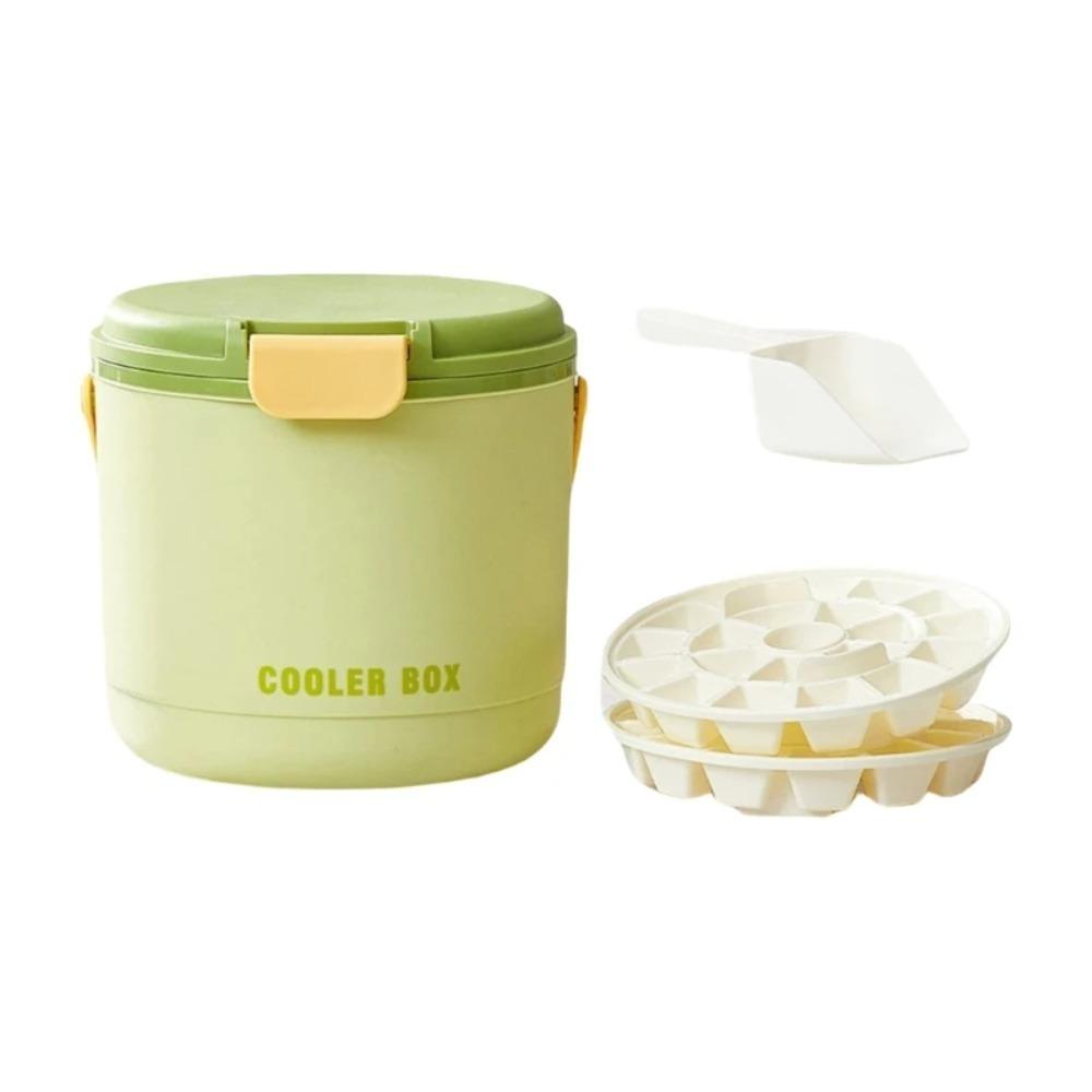 

Large Capacity Drink Cooler Bucket With Ice Tray and Shovel Ice Cube Box Picnic зелёный