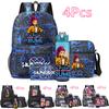 4Pcs/set Cartoon K-pop Printed Backpack Large Capacity Bookbag Shoulder Bag Case Bag with 750ml Water Bottler Boy Girl School Bag Kid Gift Rucksak