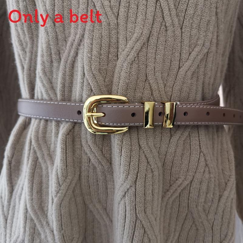 Leather Womens Belt With Alloy Buckle For Casual Vintage Style