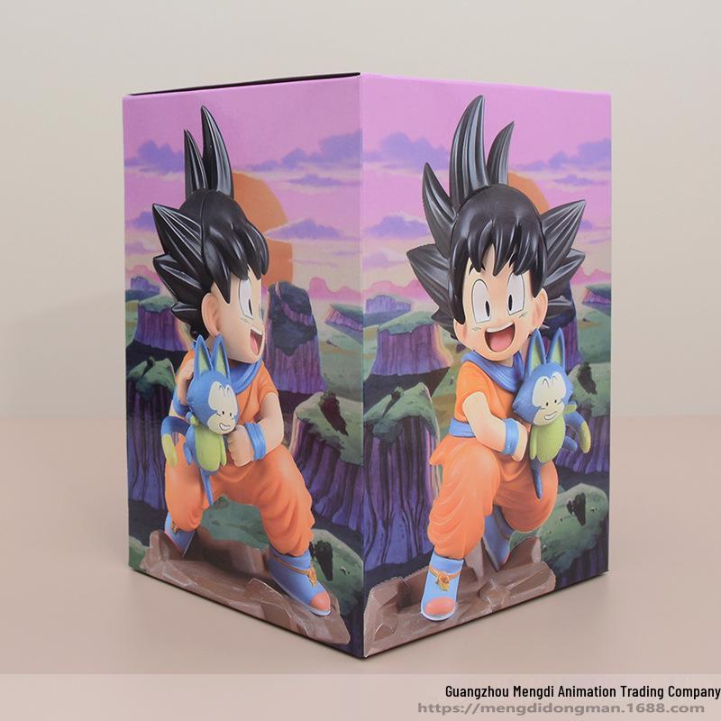 Childhood Goku Hugging Puar & Yamcha Sidekick Anime Figurine