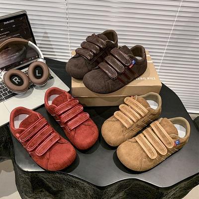 Autumn Velcro Retro German Training Shoes Women's Height Increase Breathable Non-slip Wear-resistant Casual Versatile Sports Shoes