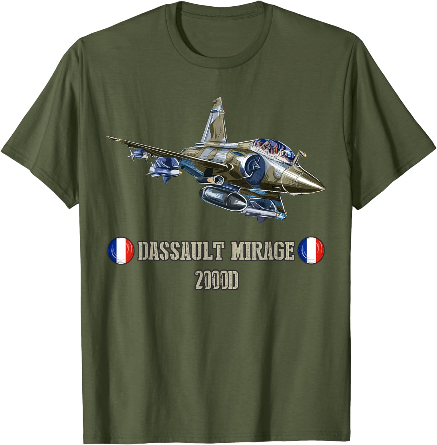 

Франція Військовий винищувач Dassault Mirage 2000D Чоловіча футболка з коротким рукавом Повсякденна 100% бавовняна футболка XL