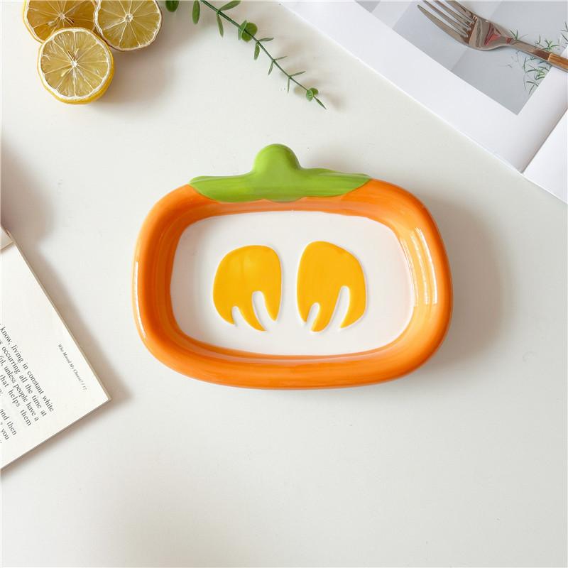 Ceramic Fruit Plate, Dried Fruit Snack Plate, Cute Strawberry Shape Plate, Personalized Underglaze Color Household Snack Plate