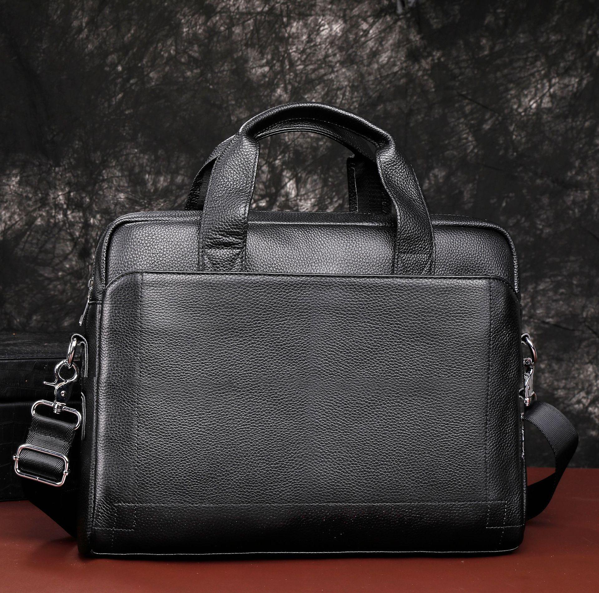 

2024 Премиальная мужская сумка-кроссбоди для бизнеса и ноутбука из коровьей кожи чёрный