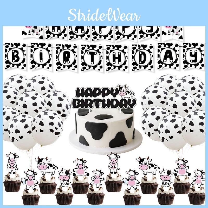 Farm Animal Cow Theme Party Supplies With Paper Flags Balloons Events Birthday