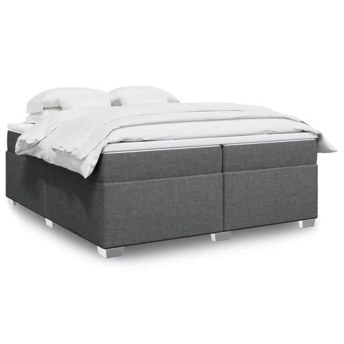 VidaXL Sommier à lattes de lit avec matelas Gris foncé 200x200cm Tissu 3285159