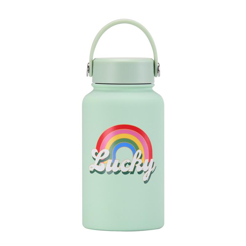 650Ml Thermos Cup Wide Mouth Portable Vacuum Children'S Student Sports Kettle Outdoor Printing Water Cup