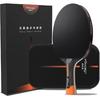 PONGBOT Five-Star Ping Pong Paddle, Professional Level Table Tennis Racket with Hard Case, Carbon Fiber, 7-Ply Blade, Premium Rubber, for Competitive