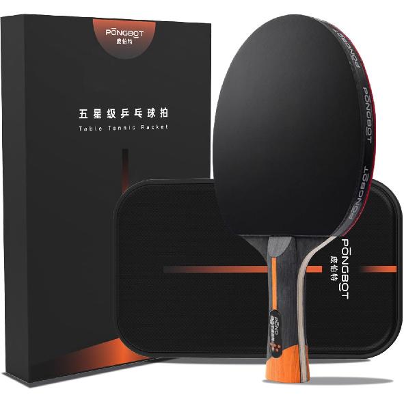 Пятизвездочная ракетка для пинг-понга PONGBOT, профессиональная ракетка для настольного тенниса с жестким чехлом, углеродное волокно, 7-слойное основание, премиальное покрытие, для соревнований