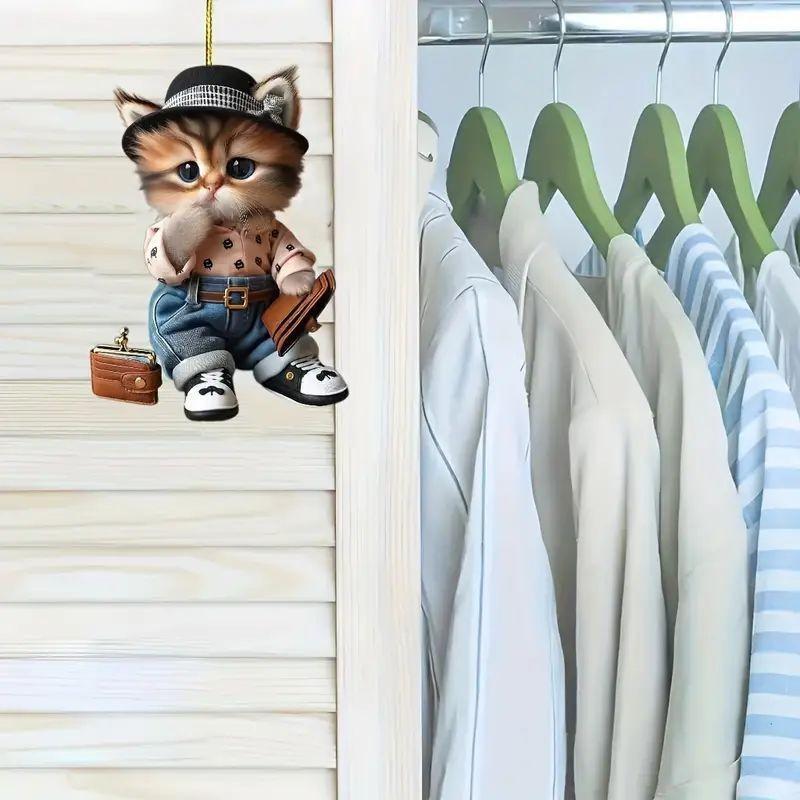 Acrylic Whimsical Cat Car Decoration Charming Bag Accessory Adorable Accent Home
