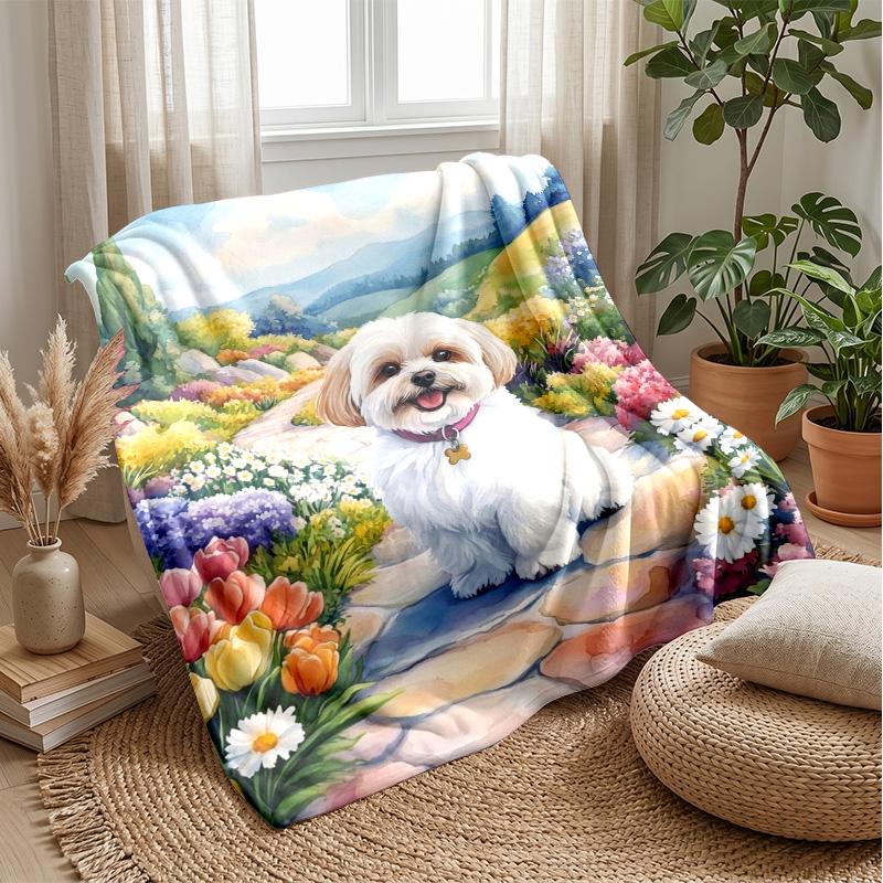 Cute Dog Playtime blanket Personalized Name Flannel Blanket Soft Cozy Plush Throw for Sofa Bed Lightweight Home Decor