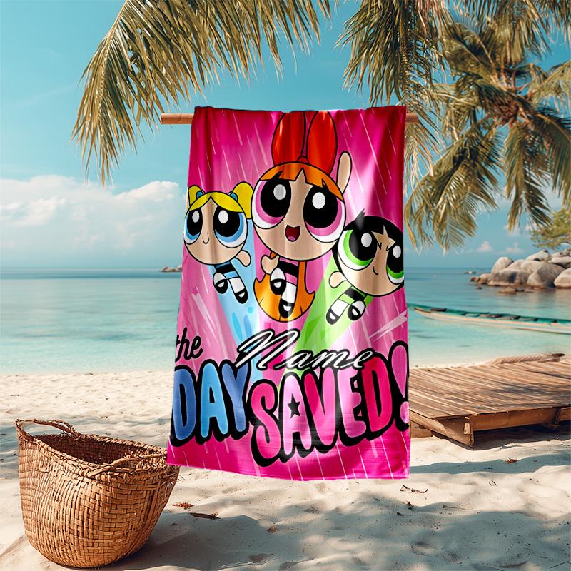 Personalized customized proof beach towel with The Powerpuff Girls pattern - soft, absorbent,quick-drying,perfect swimming,camping&bathing