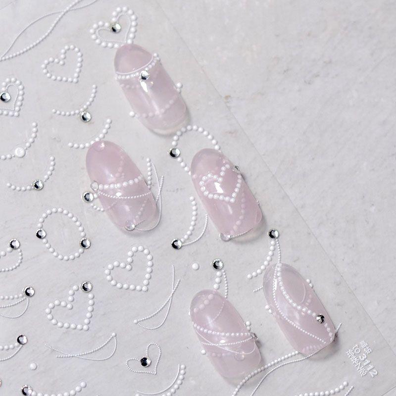 

Pearl Chain Nail Art Sticker Tomoni Adhesive Bright Crystal Crystal Diamond Pearl Love 3112