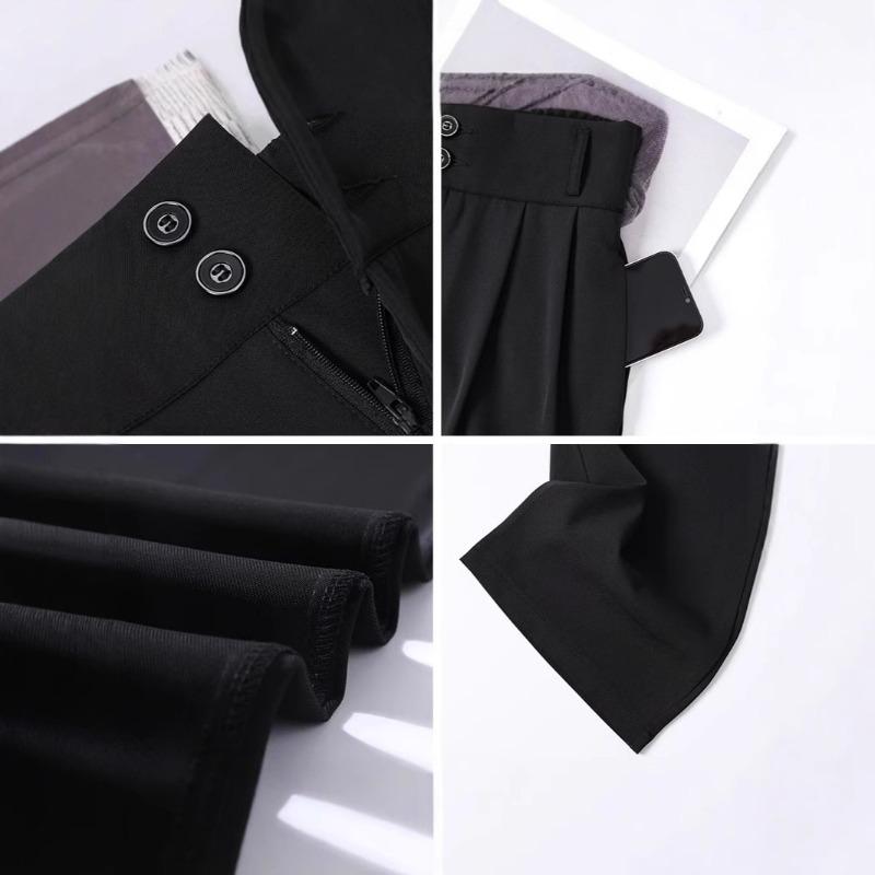 Narrow Wide-leg Pants Women's Spring and Autumn High-waisted Black Suit Pants High-end Drape Pants Autumn and Winter Small Straight-leg Pants