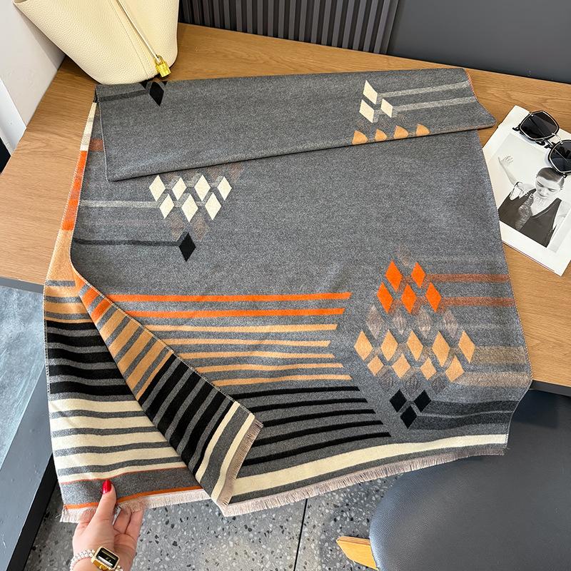 

Осень И Зима Универсальный Клетчатый Двусторонний Теплый Шарф из Имитации Кашемира Женская Шаль для Кондиционера с Шарфом из Имитации Кашемира 185cm серый