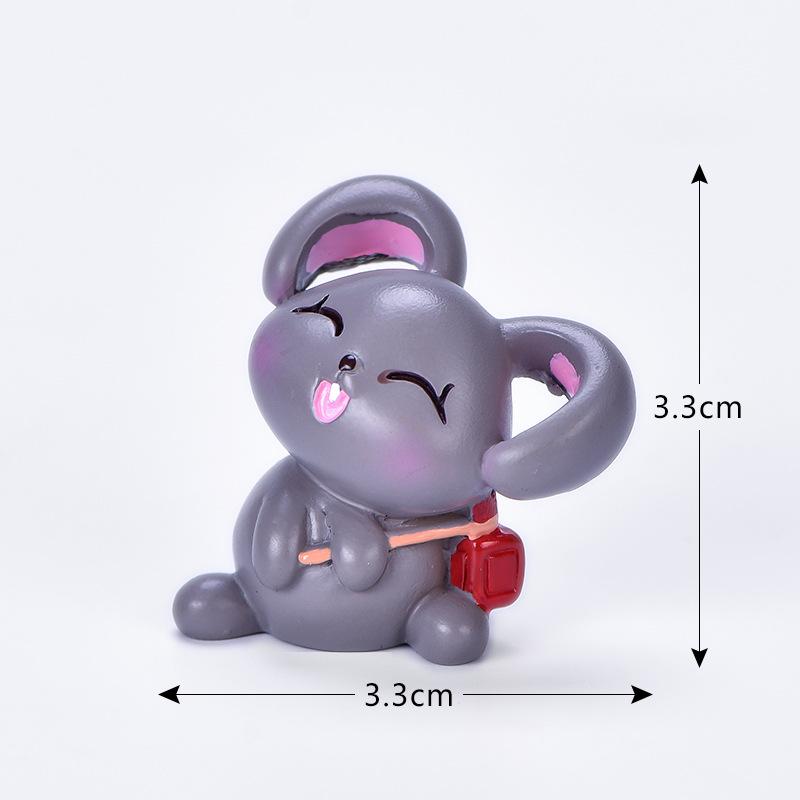 Mid-Autumn Festival Micro-landscape Ornaments Resin Handicrafts Mooncake Eating Rabbits Cute Animals Chef Rabbits