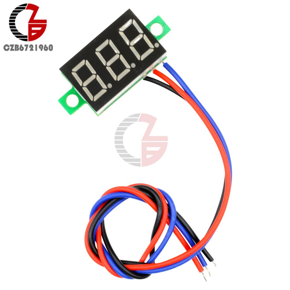 DC 0-30V 3 Wires 0.36'' LED Digital Voltmeter Voltage Meter Module Tester Monitor 3-Digital Display Voltmeter Panel 5V 12V 24V