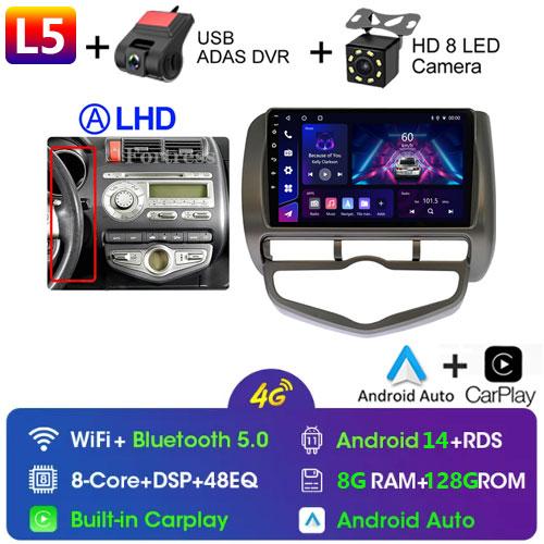 Android 14 Radio For Honda JAZZ City 2002 2003 2004 2005-2007 Car Stereo Multimedia Player Carplay Auto GPS Navigation 2DIN DSP
