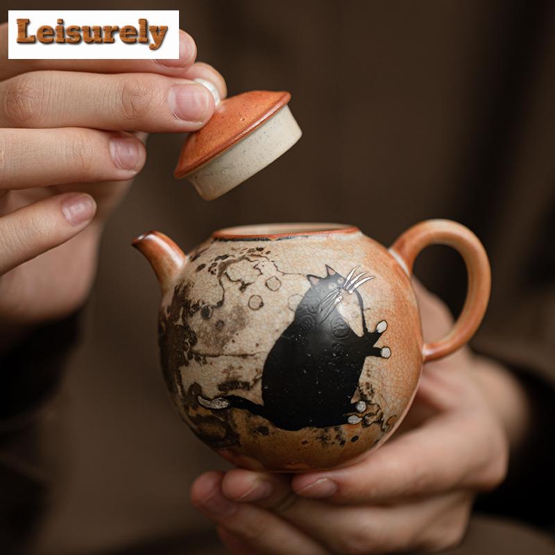 100 ml handbemalte Katzenteekanne, retrovergoldeter Silberfilter, Granatapfelkanne, Teekocher, Wasserkocher, Kung-Fu-Tee, Café-Zubehör, Ornamente