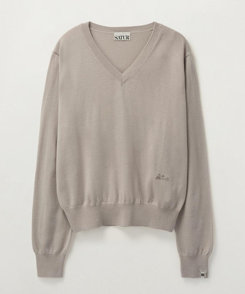 Seteo (W) V-Neck Fine Wool Knit Beige