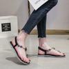 Fashion rhinestone chains thong sandals women soft bottom elastic band transparent sandalias mujer 34-43 big size crystal summer shoes