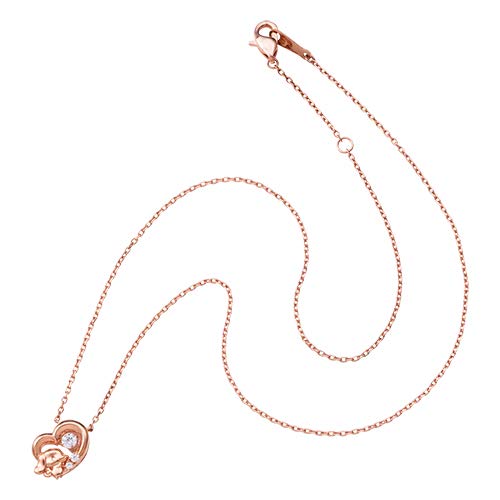 Cinnamoroll Sanrio Dancing Stone Halskette mit offenem Herzanhänger, Roségold [Weißklee] SACI-N052PG für Damen