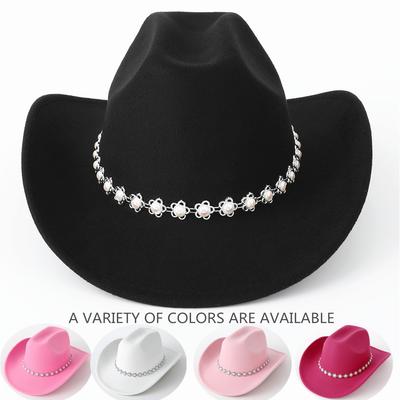 Outdoor Pearl Western Cowboy Hat Carnival Western Jazz Hat Top Hat New Cowboy Party Holiday Hat
