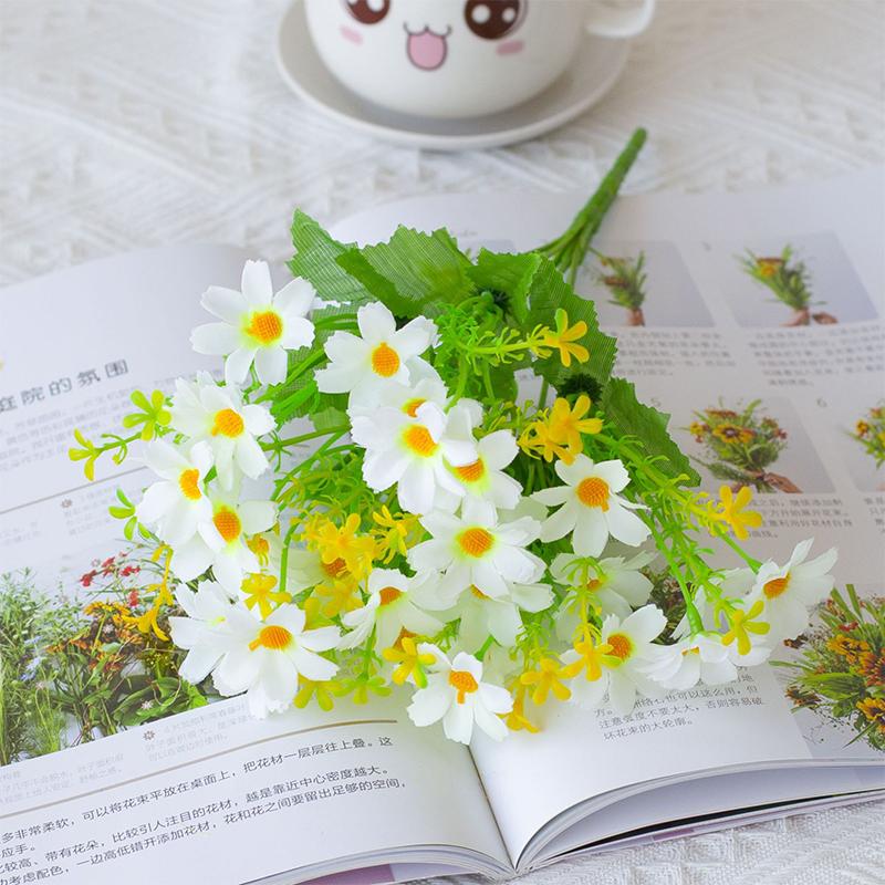 28 Heads Red Artificial Daisy Flower UV-resistant False Silk Flower Bouquet  for Home Room Wedding Garden Decoration Fake Flower