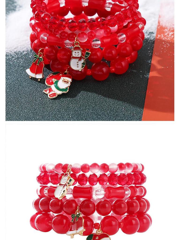 European & American Christmas Bracelet Set with Santa, Bell, & Snowflake Charms for Women