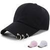 Baseball Cap Women Men Unisex Trendy Metal Rings Black Hip Hop Fashion Caps Sun Protect Hat Spring Autumn Sunshade Korean Casual