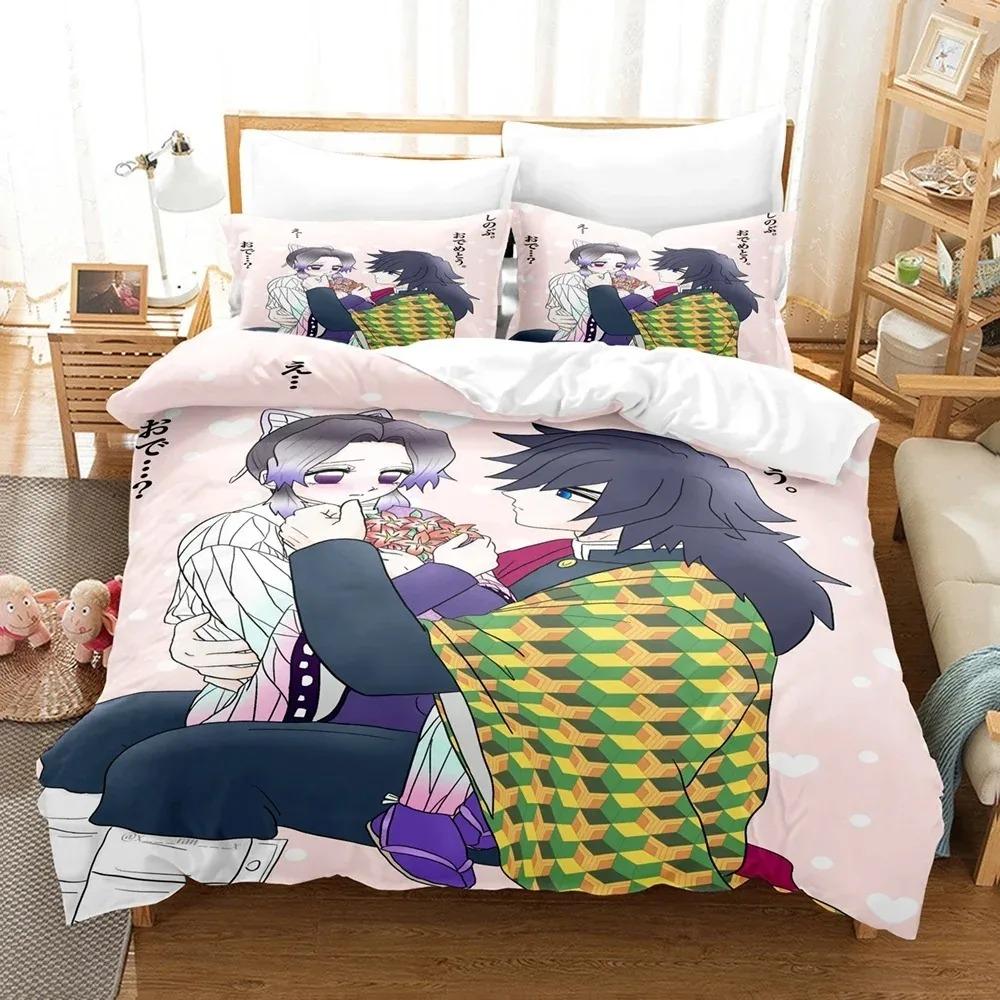 3D Anime Demon Slayer Kimetsu No Yaiba Bedding Sets Duvet Cover Set With Pillowcase Twin Full Queen King Bedclothes Bed Linen