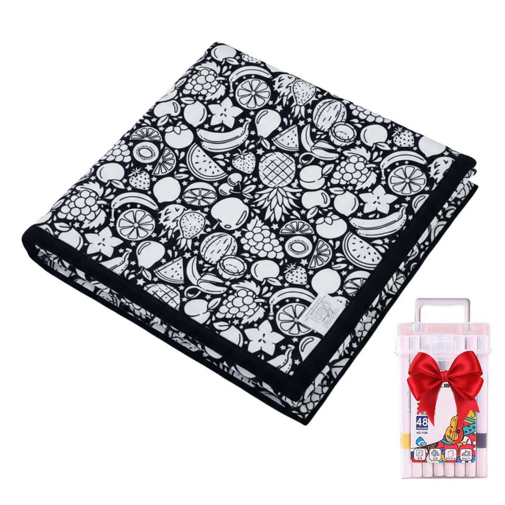 DIY Coloring Blanket Washable Fuzzy Velvet Creative Art Project Painting Blanket for Holiday Arts Crafts Activity Party