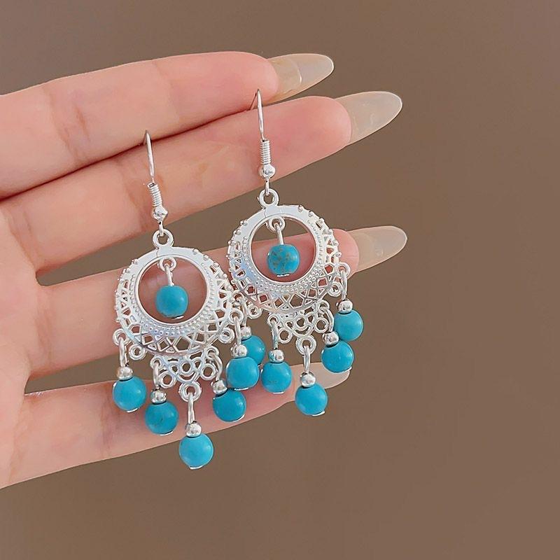 Ethnic Bohemian Long Tassel Earrings Vintage Beach Vacation Jewelry Retro Drop Dangle Ear Accessories For Women