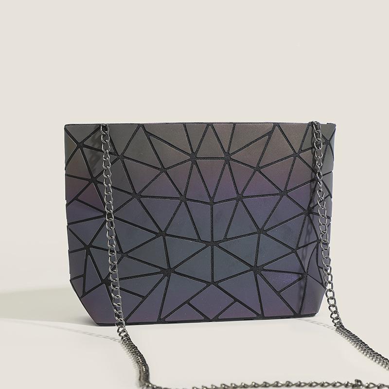 New Geometric Bag Laser Diamond Bag Folding Luminous Chain Bag One Shoulder Crossbody Bag