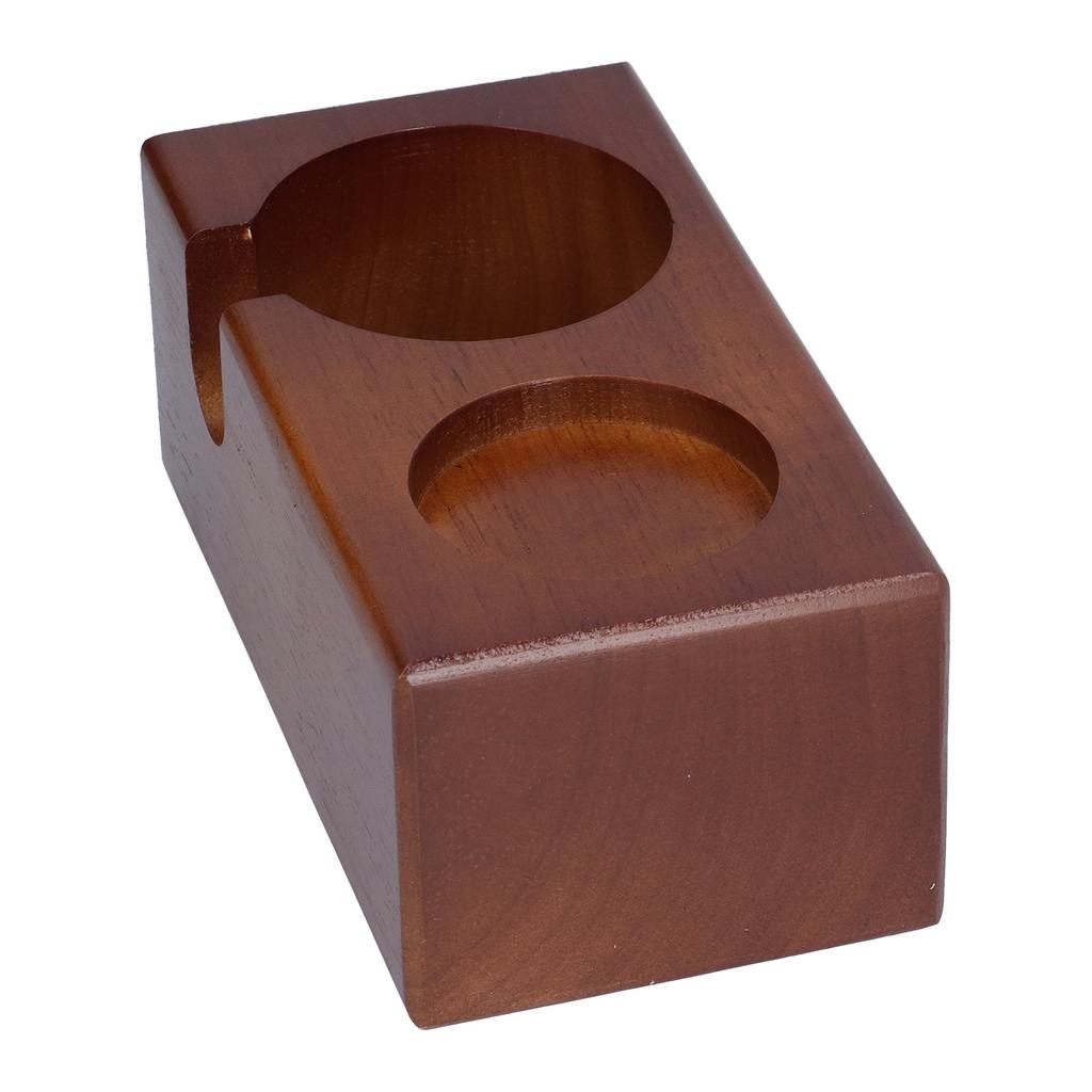 2 Hole Coffee Tamper Holder Beech Coffee Handle Mat Pad Stand for Home Restaurant(BuiltIn )