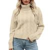 Women's Lazy Style Loose Short Long-sleeved Cable Knit Sweater