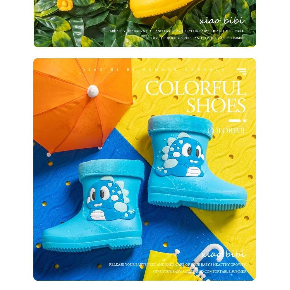 Neue Regenstiefelmode Niedlicher Cartoon-Dinosaurier Kind Gummischuhe Regenstiefel Rutschfest Süßer Junge Wasserdichte Stiefel