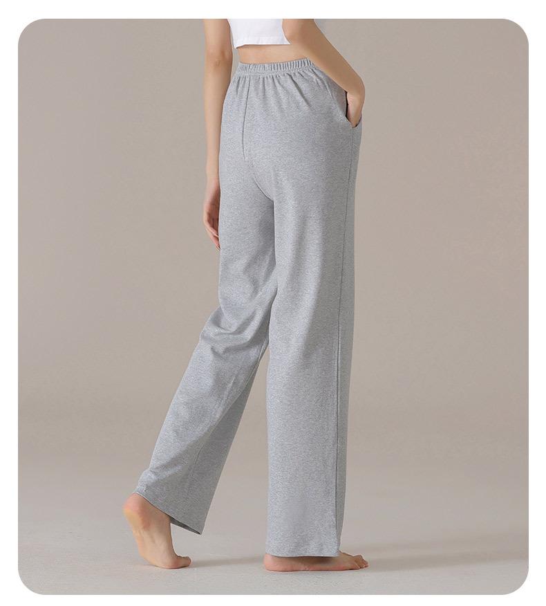 Damen High Waist Graue Baumwoll-Pyjamahose - Übergröße, Leichtgewicht, Gerades Bein, Vielseitig für Zuhause oder Outdoor