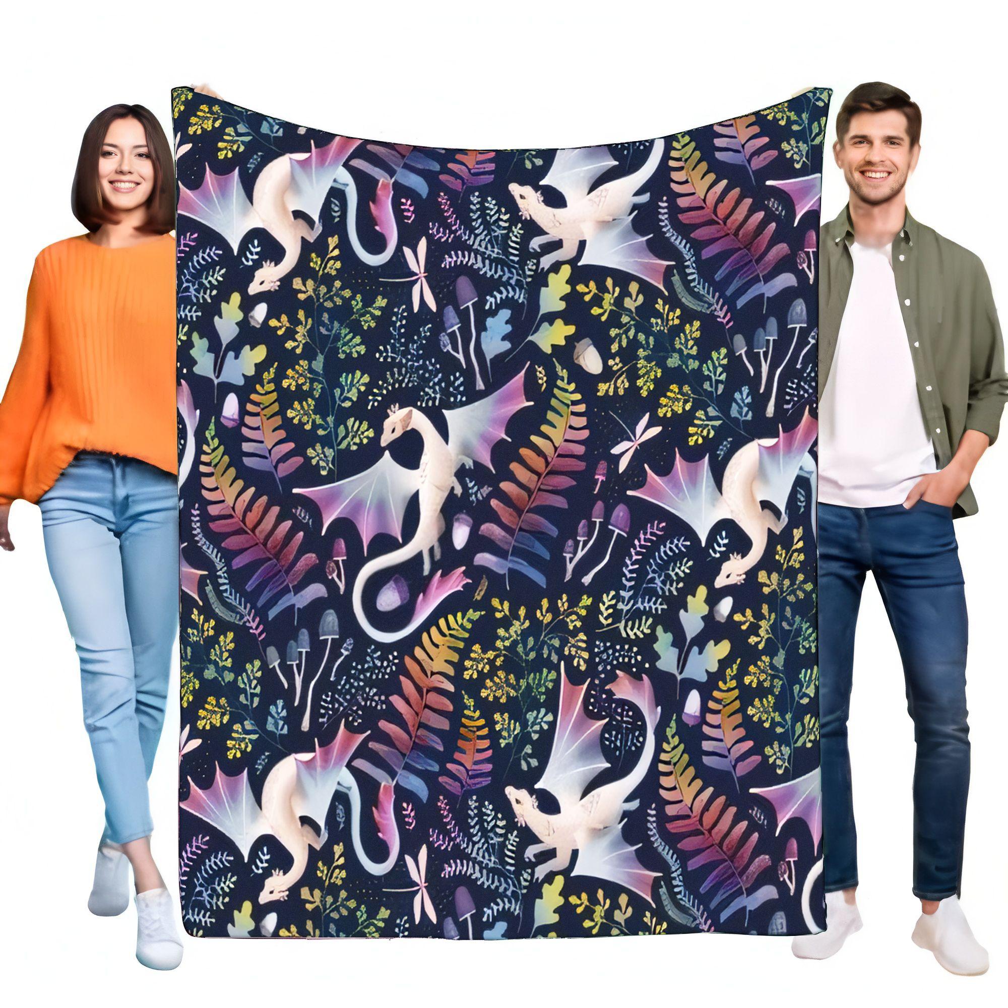 

Dragon Pattern Cozy Throw Blanket Soft Lightweight Bed Sofa Décor Perfect for Kids Room, Birthday Gift, and Home Decoration, Ma 75x90cm