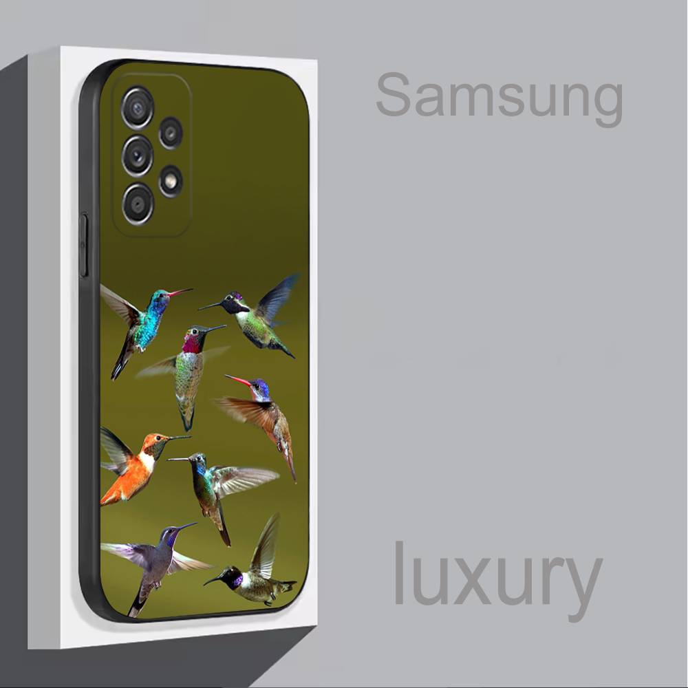 Bird Hummingbird Colorful For Samsung S 25,24,23,22,30,21,10,9,Ultra,Plus,Lite,FE,4,5G Black Soft Case Phone Case