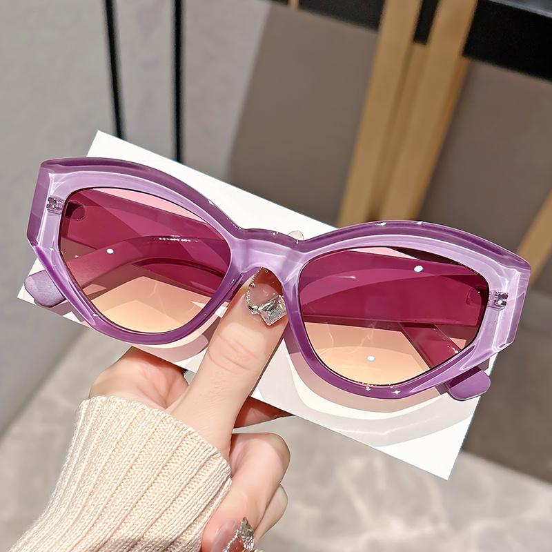 Cat Eye Style Fashion Sunglasses in Jelly Color Frame, Composite Material with Metal Hinges, PC Lenses, Decorative Eyewear
