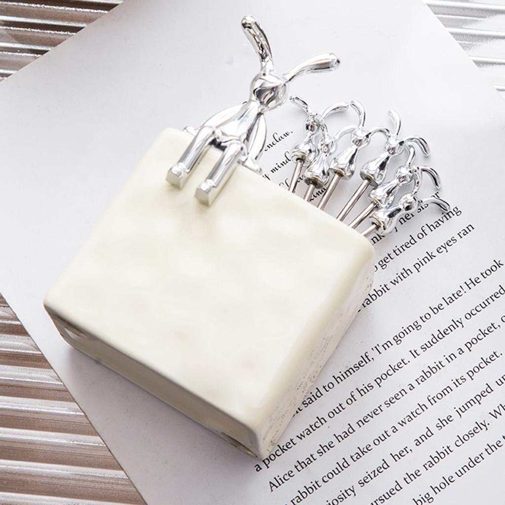 Durable Rabbit Fruit Fork Set Fashion Unique Fruit Fork Dining Utensils Rabbit Dessert Forks Suitable for Any Occasion