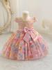 Girls' Puff Tulle Princess Dress with Bowknot for Birthdays & Events
