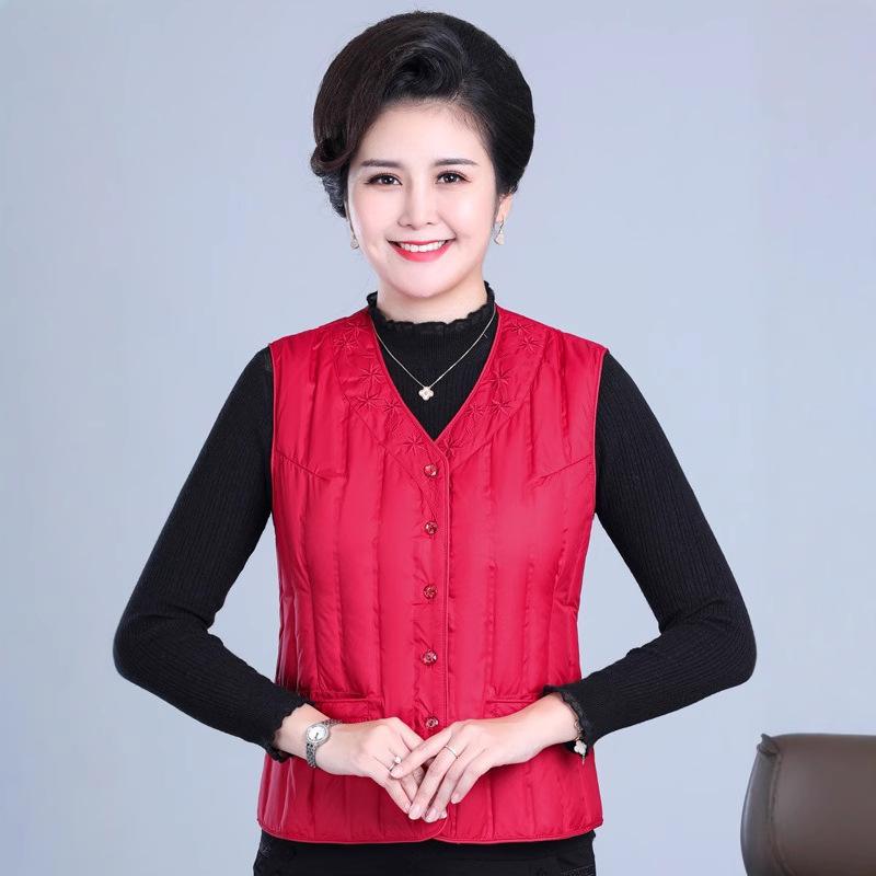 New Autumn and Winter Light Down Vest Women's Clothing Middle-aged and Elderly Large-size Mother Vest Vest