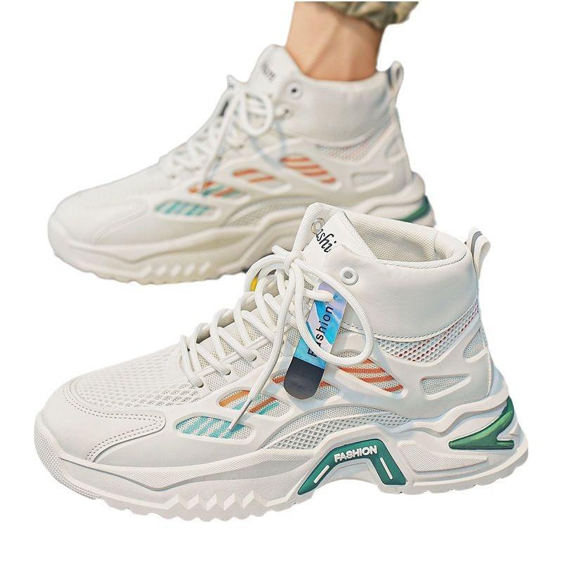 Men's Shoes, Summer Youth Sports Shoes, Casual High-top Breathable Mesh, Increased All-match Fashion Shoes